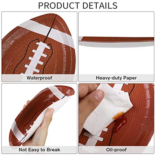 JimysCo Football Shaped Paper Plates (50-Pack) - 9.4 x 5.9 Inch Disposable Party Supplies