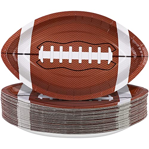 JimysCo Football Shaped Paper Plates (50-Pack) - 9.4 x 5.9 Inch Disposable Party Supplies