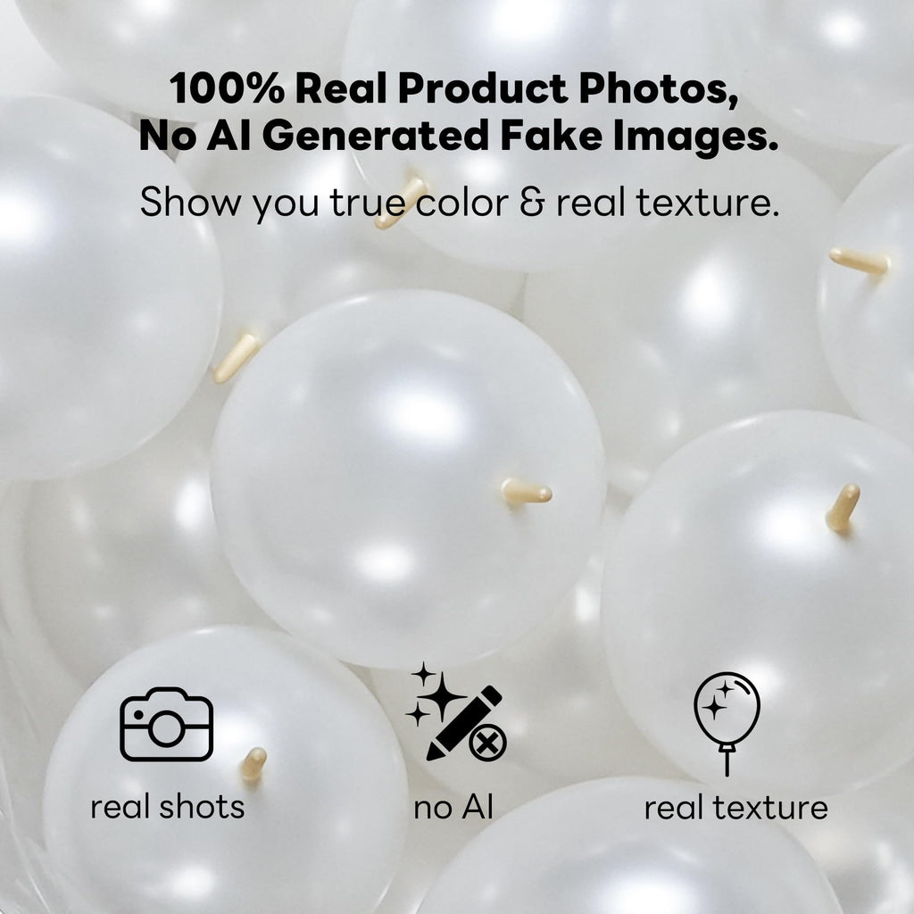JINUPHION 100-Pack 6-Inch White Metallic Link Balloons for Balloon Chains, Walls, and Party Decorations