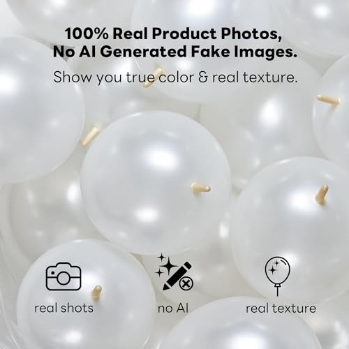JINUPHION 100-Pack 6-Inch White Metallic Link Balloons for Balloon Chains, Walls, and Party Decorations