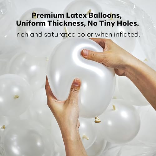 JINUPHION 100-Pack 6-Inch White Metallic Link Balloons for Balloon Chains, Walls, and Party Decorations