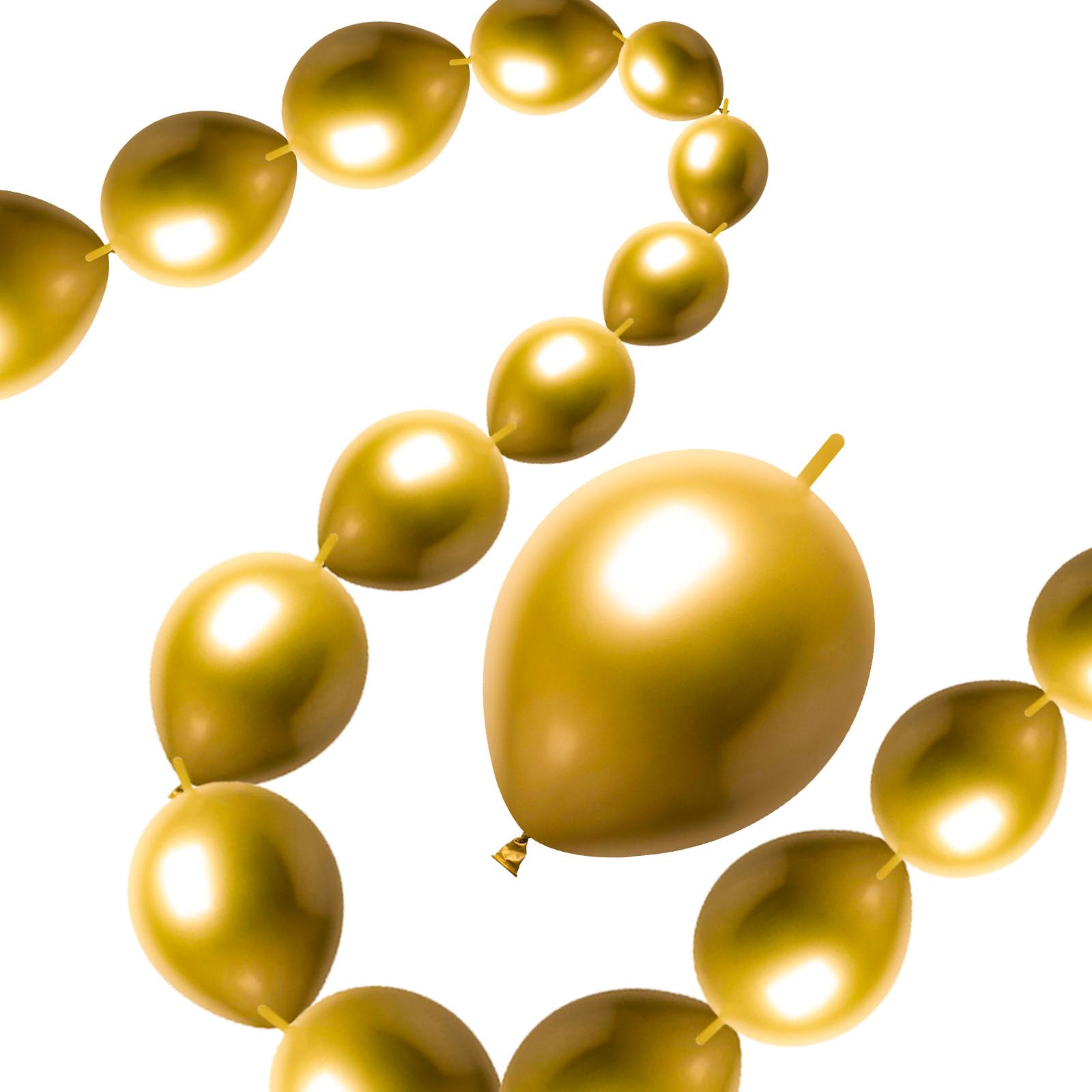 JINUPHION 50 Gold Metallic Chrome Link Balloons 10 Inch – Easy Linking for Party Decor