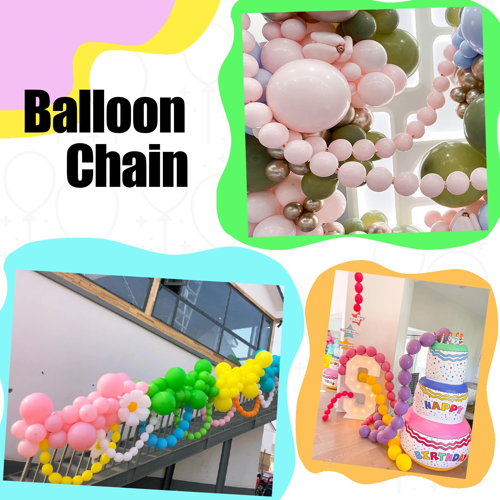JINUPHION 50 Gold Metallic Chrome Link Balloons 10 Inch – Easy Linking for Party Decor