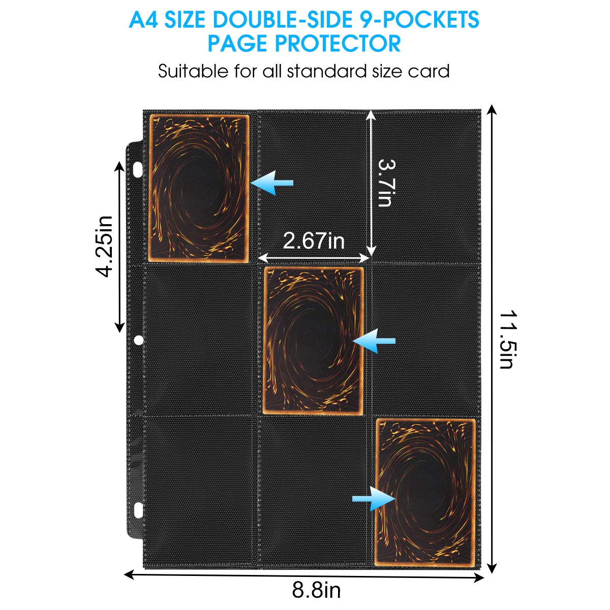 JIQEZNL 1080 Pockets Baseball Card Sleeves – 60 Premium 9-Pocket Pages for 3-Ring Binder, Double Sided Side-Loading Protector Sheets for Pokemon, Yu-Gi-Oh!, Sports Cards