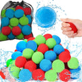Jishi 24-Pack Reusable Water Balls - 6cm Soft Sponge Balls for Outdoor Water Fights, Pool, Beach - Red, Green, Blue with Mesh Storage Bag