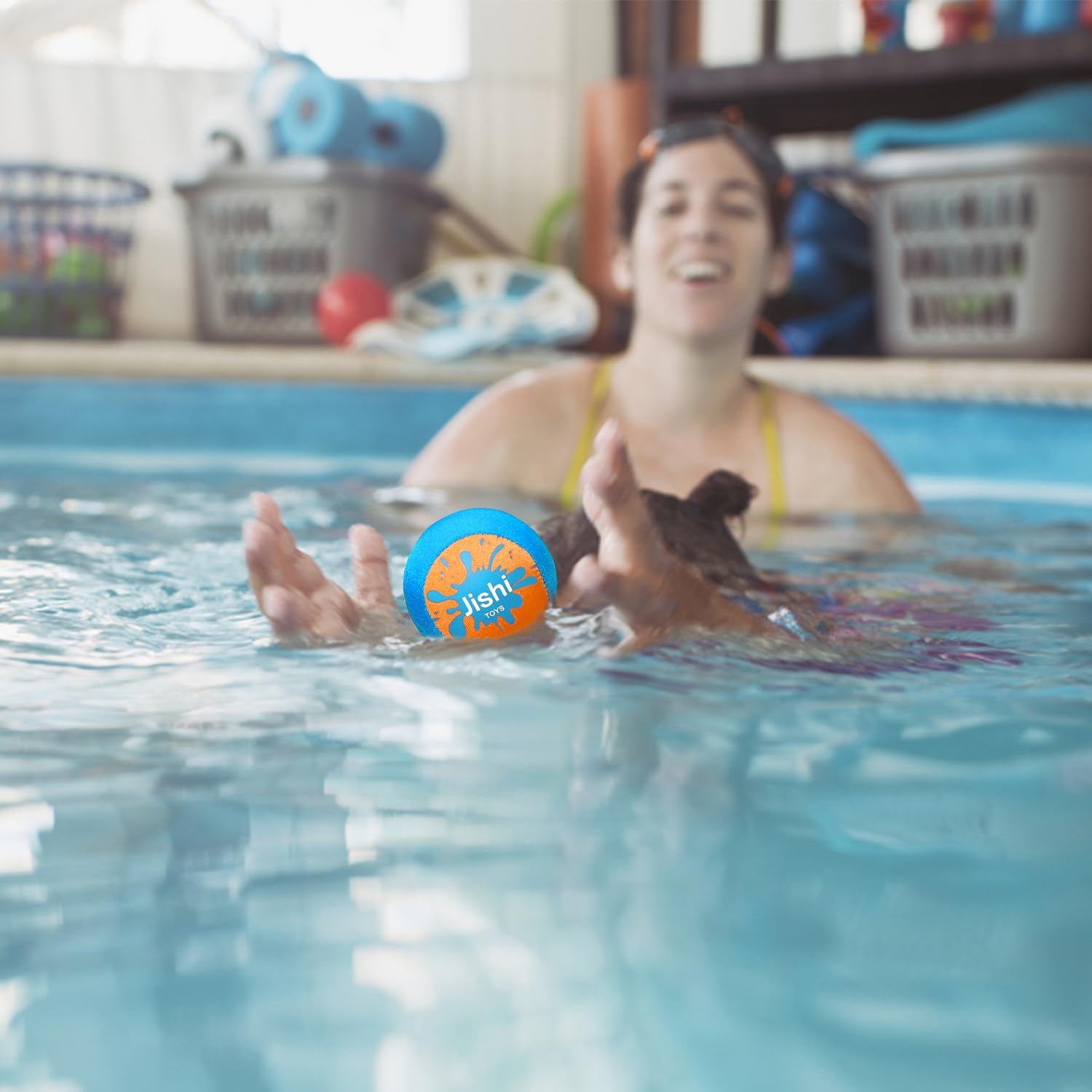 Jishi Water Skipping Balls Set – 4-Piece Pool Toys for Kids & Adults, Bouncing Balls That Skip Over 150 Feet, TPR-GEL, Includes Mesh Bag