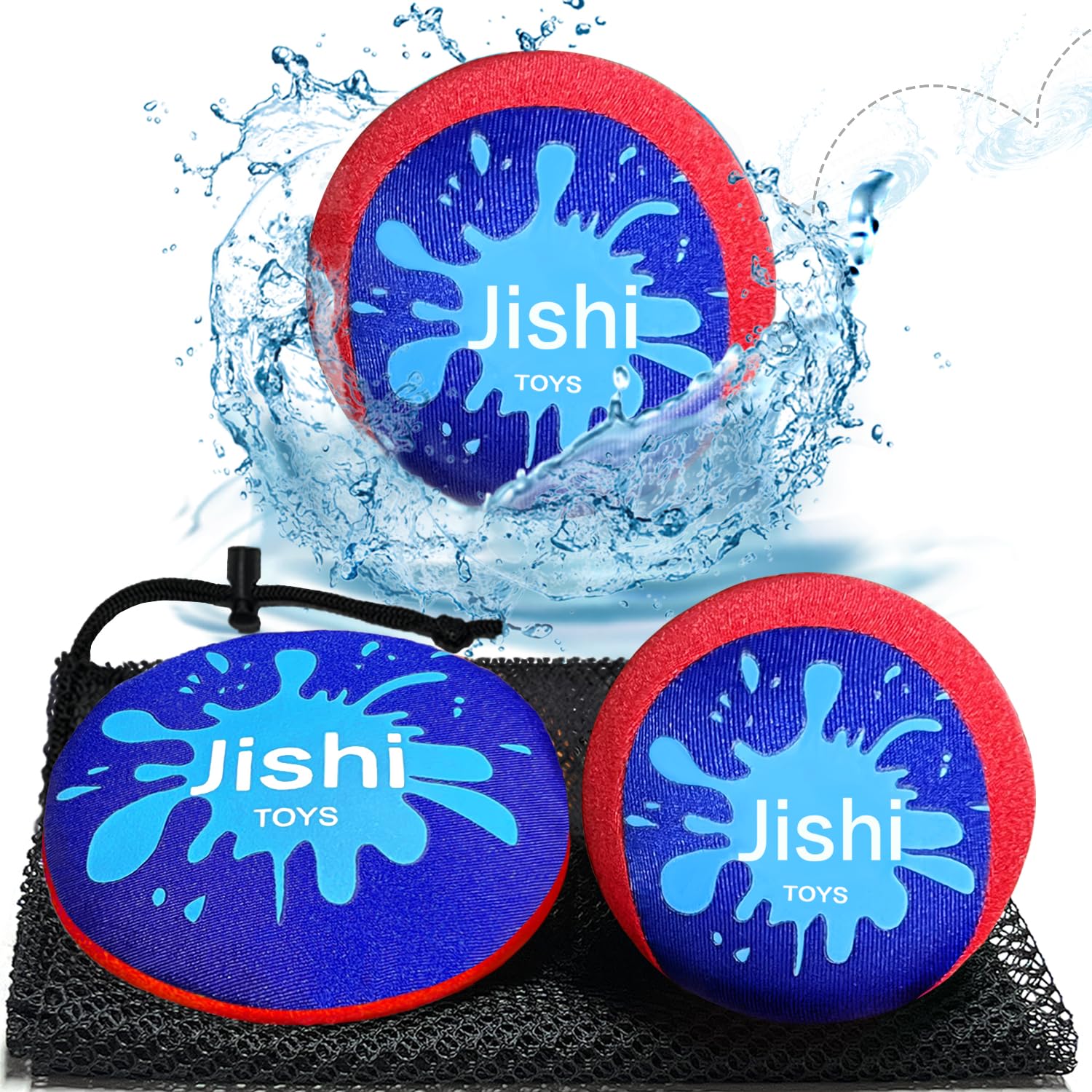 Jishi Water Skipping Balls Set – 4-Piece Pool Toys for Kids & Adults, Skip Over 150 Feet