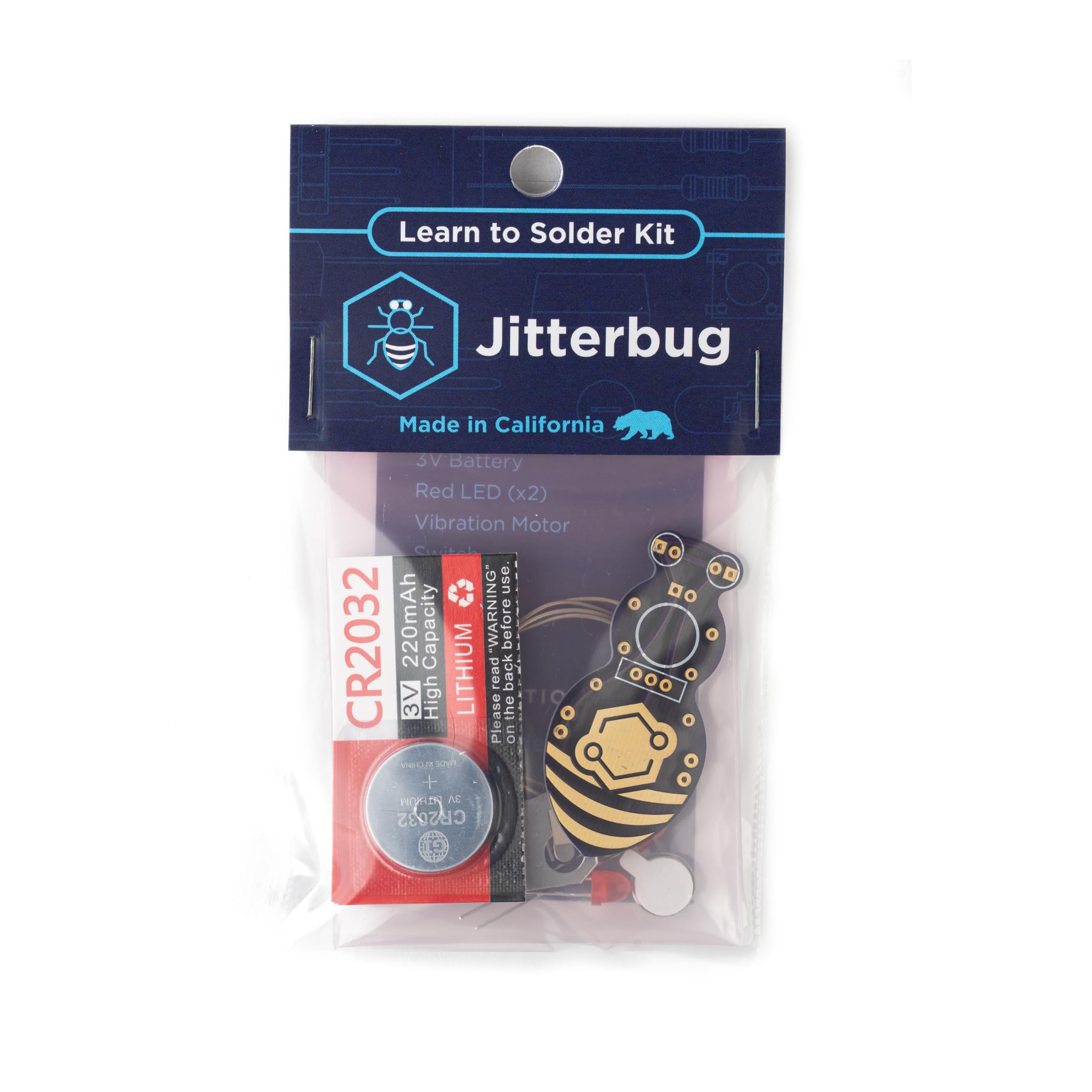 Jitterbug Soldering Kit for Beginners – DIY Insect Circuit with Vibration Motor & LEDs