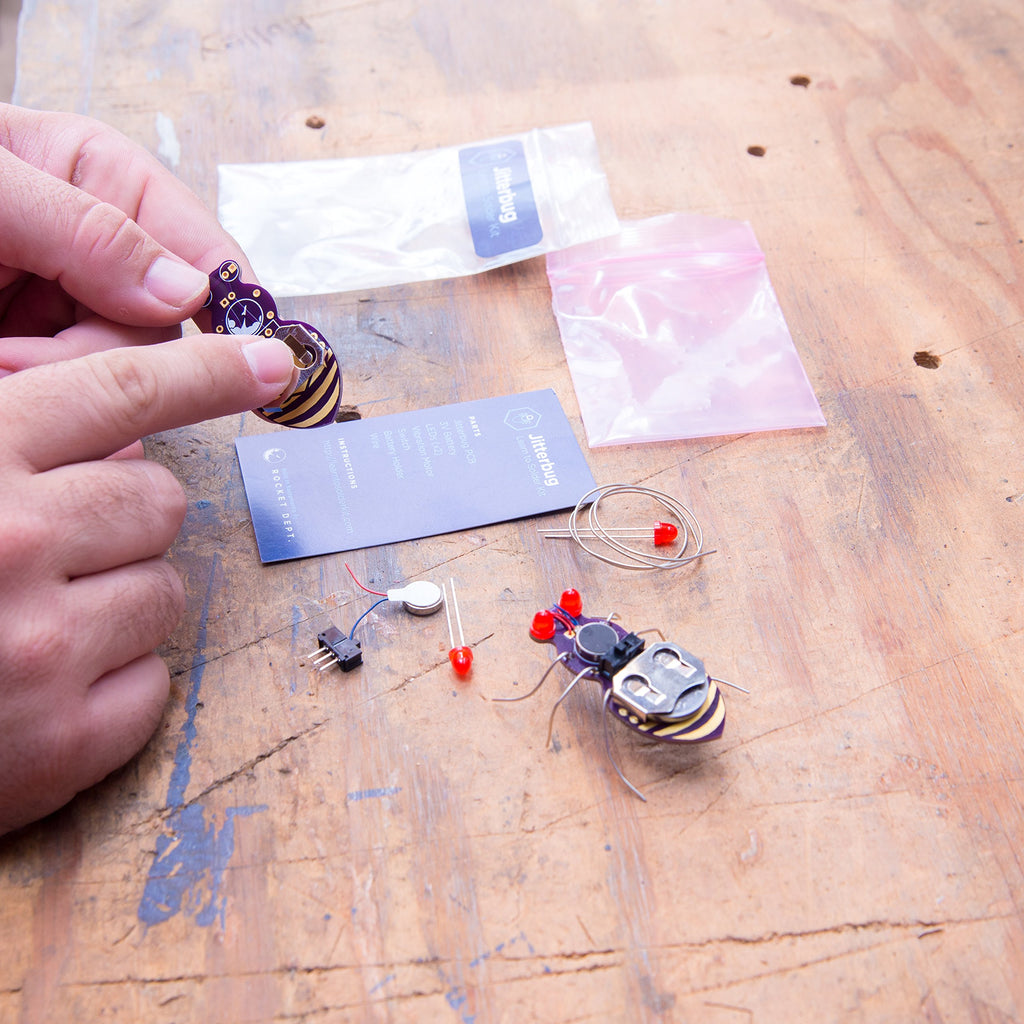 Jitterbug Soldering Kit for Beginners – DIY Insect Circuit with Vibration Motor & LEDs