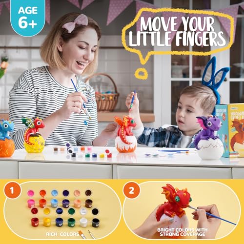 JMMICO Paint Your Own Dragon Lamp Craft Kit | DIY Night Light for Kids 6+
