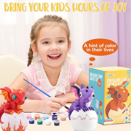 JMMICO Paint Your Own Dragon Lamp Craft Kit | DIY Night Light for Kids 6+