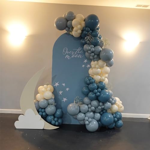 Jobkoo 100 Pack Dusty Blue Latex Balloons - 12 Inch Muted Blue Balloons for Birthday, Baby Shower, Boho Party Decorations