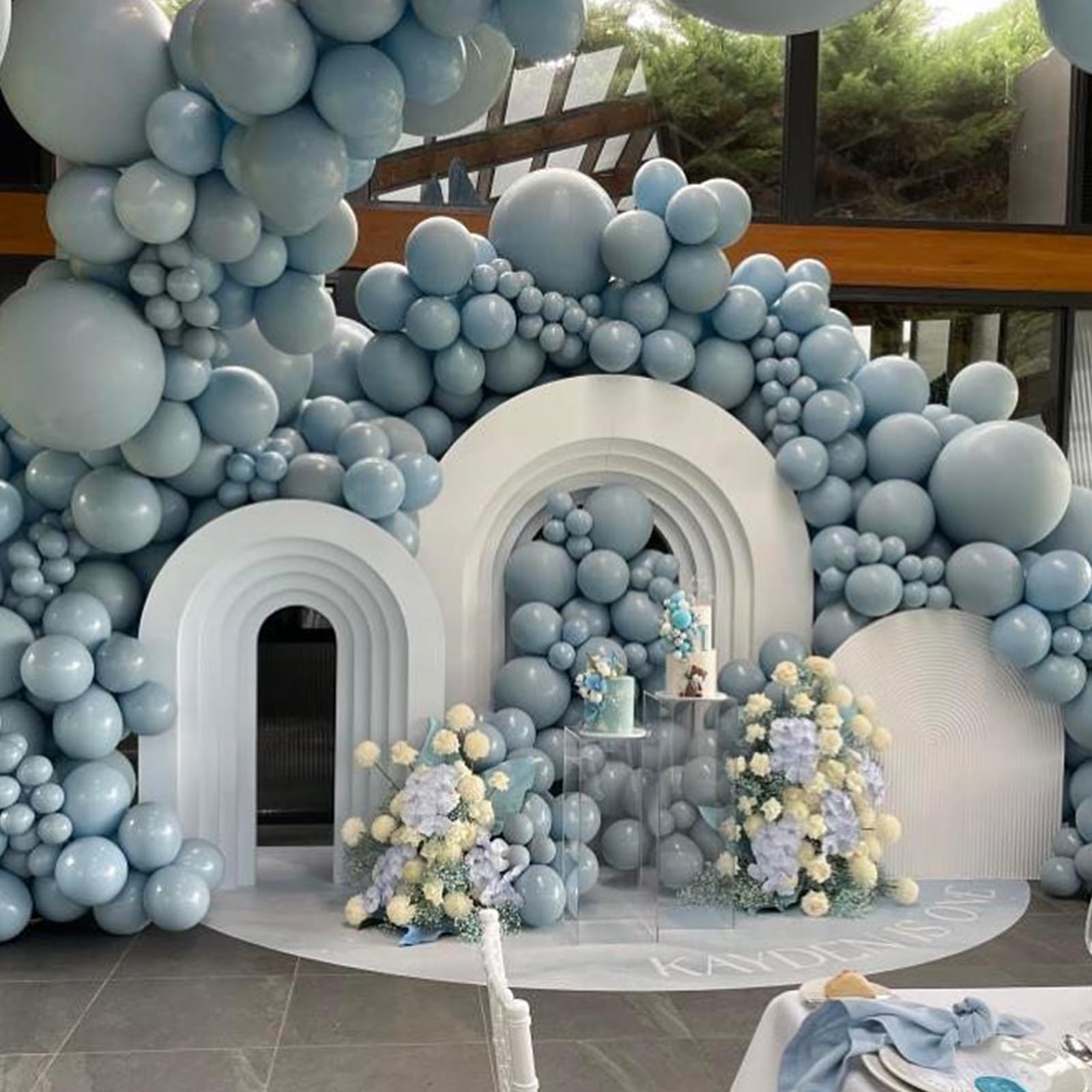 Jobkoo 100 Pack Dusty Blue Latex Balloons - 12 Inch Muted Blue Balloons for Birthday, Baby Shower, Boho Party Decorations