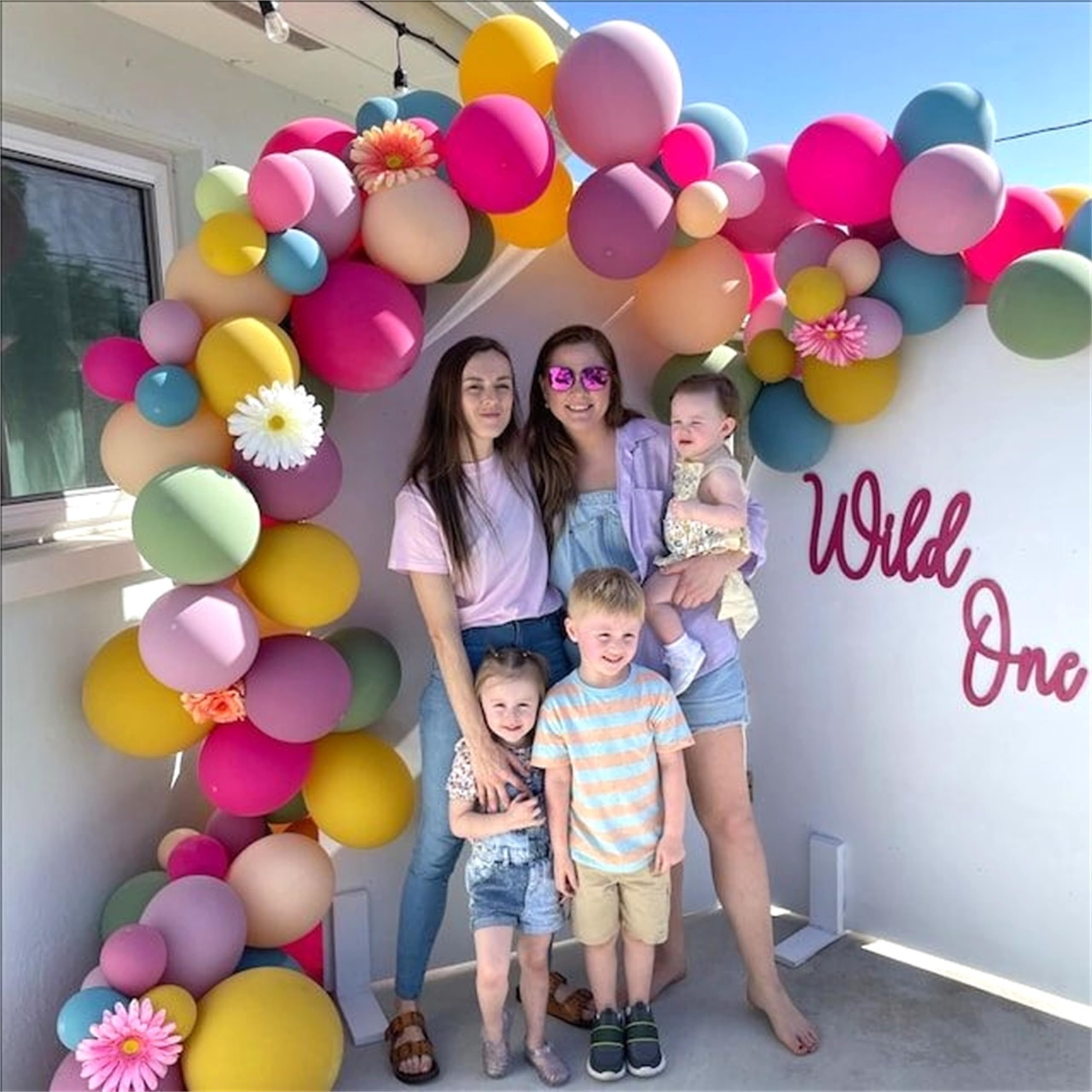 Jobkoo 135-Piece Spring Balloon Arch Kit – Pastel Candy Colors Pink Blue Purple Green Yellow for Baby Shower & Birthday Party