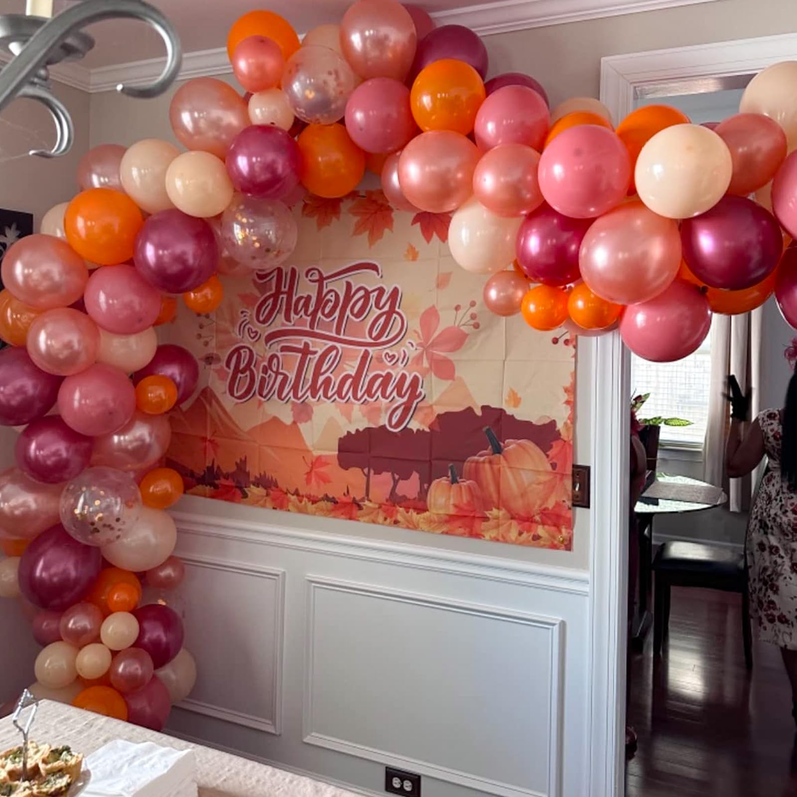 Jobkoo Fall Balloon Arch Kit - 107pc Autumn Garland with Maple & Acorn Foil Balloons for Thanksgiving Parties