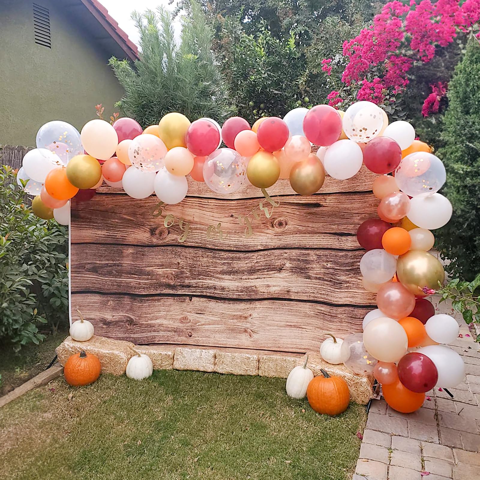 Jobkoo Fall Balloon Arch Kit - 107pc Autumn Garland with Maple & Acorn Foil Balloons for Thanksgiving Parties