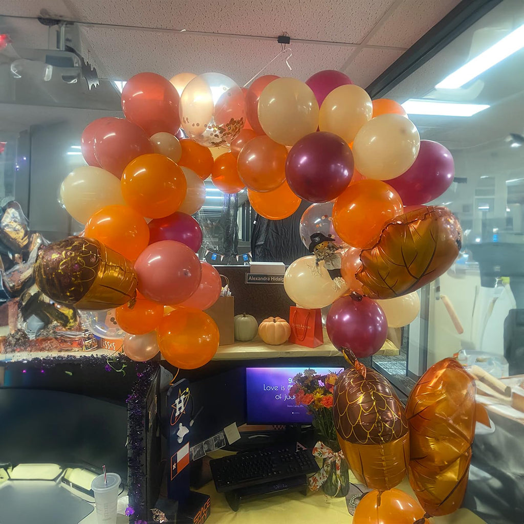 Jobkoo Fall Balloon Arch Kit - 107pc Autumn Garland with Maple & Acorn Foil Balloons for Thanksgiving Parties