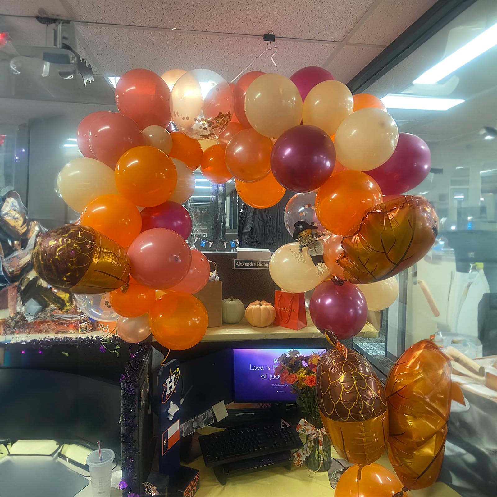 Jobkoo Fall Balloon Arch Kit - 107pc Autumn Garland with Maple & Acorn Foil Balloons for Thanksgiving Parties