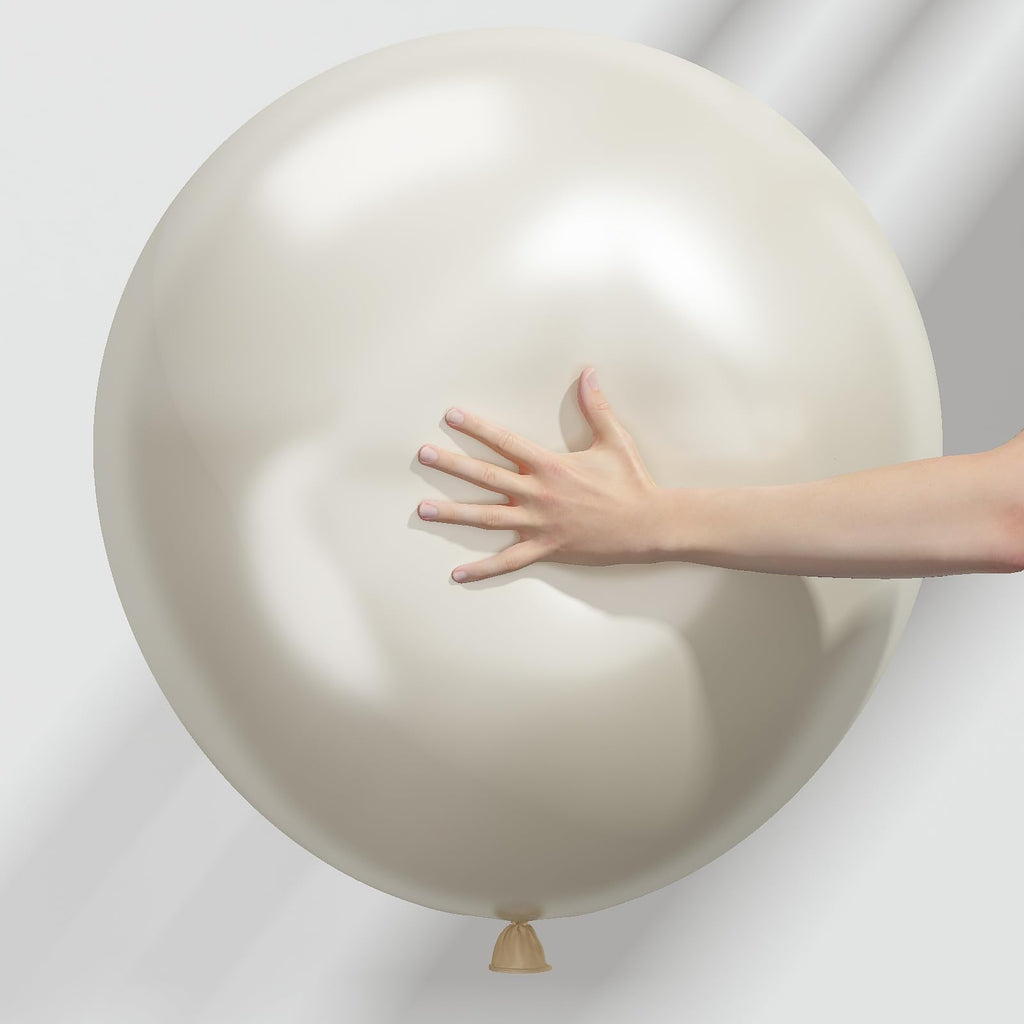 Jobkoo Pearl Sand White Balloons 18 Inch - 12 Pack for Wedding, Birthday, Boho Decor