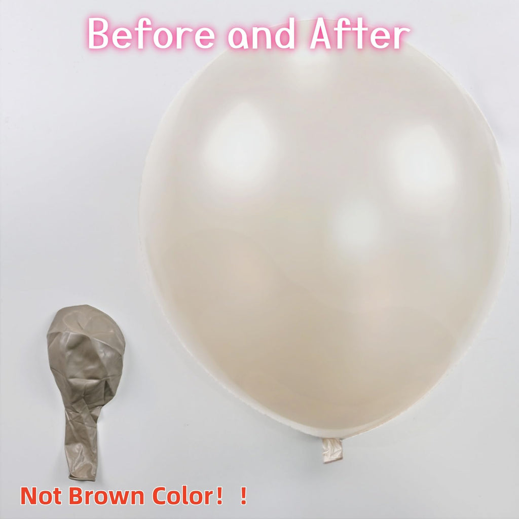 Jobkoo Pearl Sand White Balloons 18 Inch - 12 Pack for Wedding, Birthday, Boho Decor