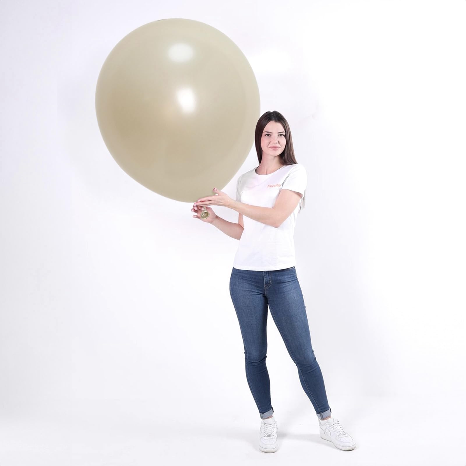 Jobkoo Pearl Sand White Balloons 18 Inch - 12 Pack for Wedding, Birthday, Boho Decor