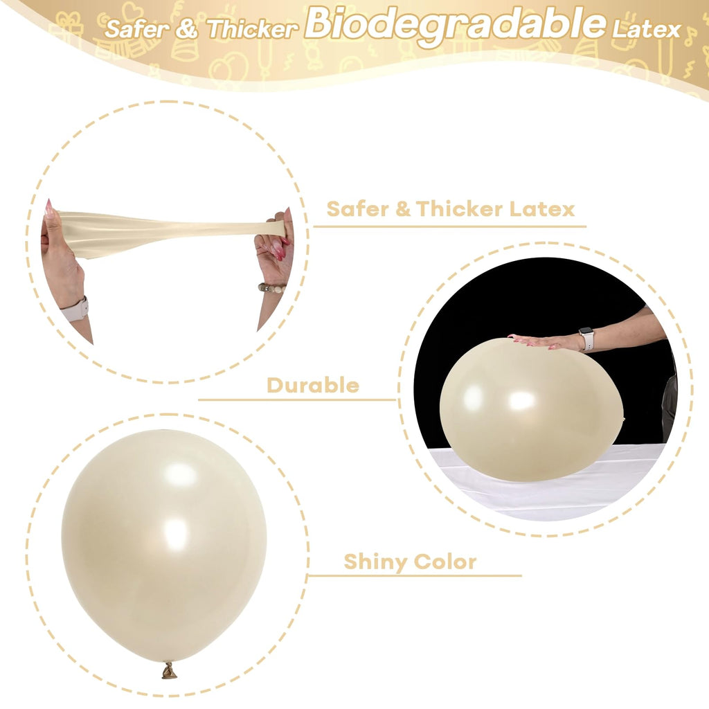 Jobkoo Pearl Sand White Balloons 18 Inch - 12 Pack for Wedding, Birthday, Boho Decor