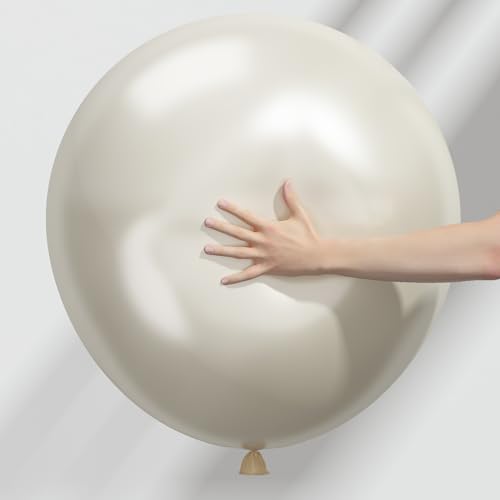 Jobkoo Pearl Sand White Balloons 18 Inch - 12 Pack for Wedding, Birthday, Boho Decor