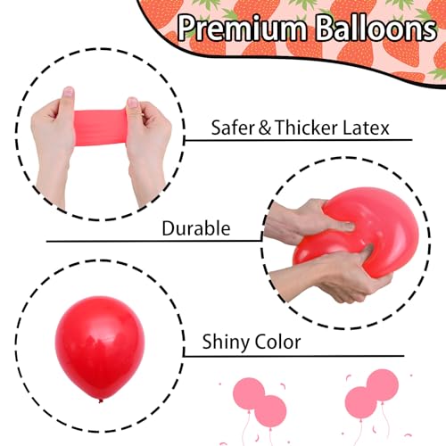 Jobkoo Strawberry Balloon Arch Kit 107 Pcs - Berry First Birthday Party Decorations with Foil & Latex Balloons
