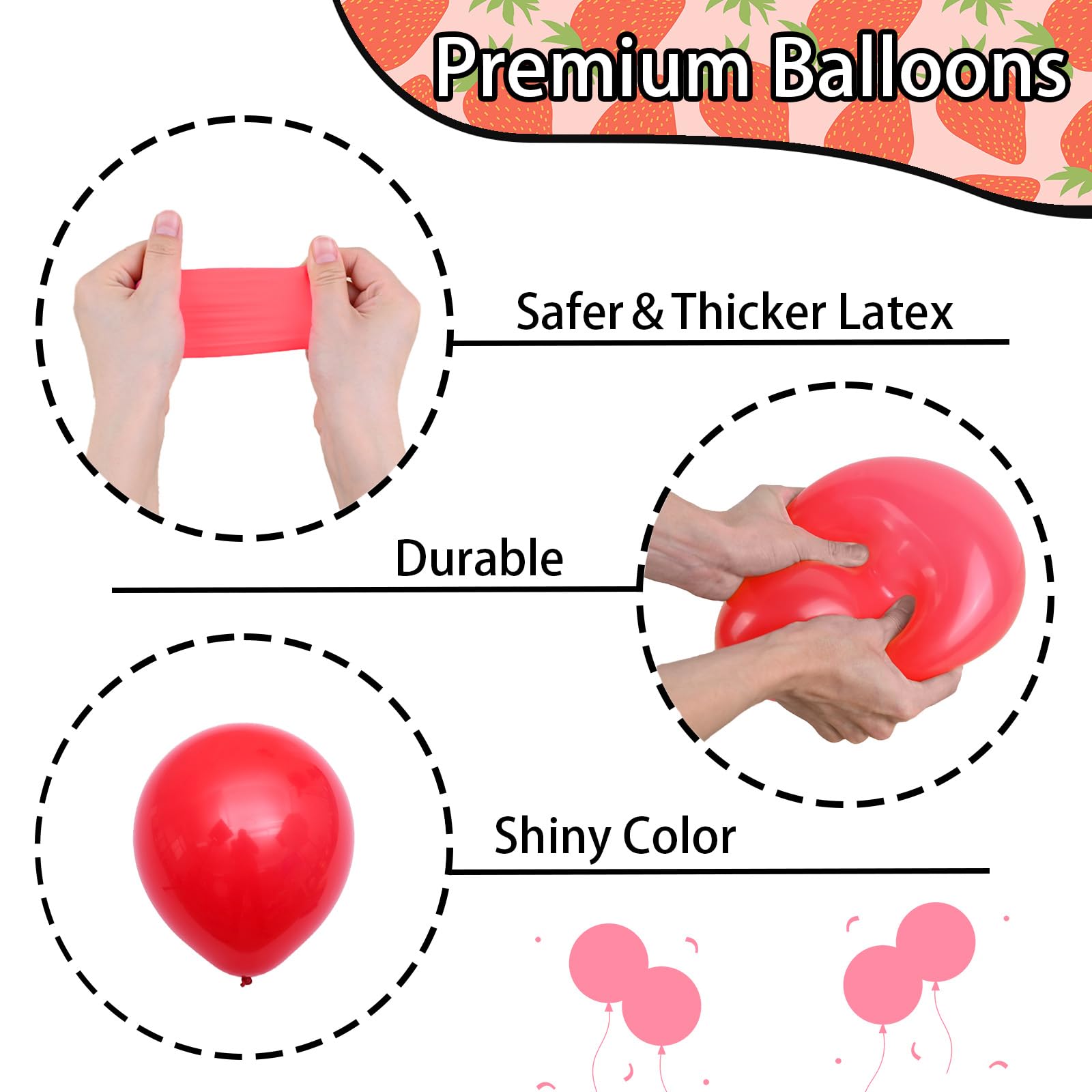 Jobkoo Strawberry Balloon Arch Kit 107 Pcs - Berry First Birthday Party Decorations with Foil & Latex Balloons