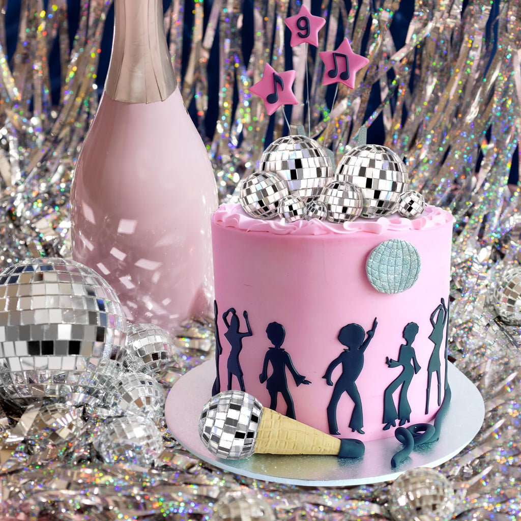 JOERSH 30-Pack Disco Ball Cake Toppers – 4 Sizes Silver Reflective Mirror Balls for 70s Party Decor