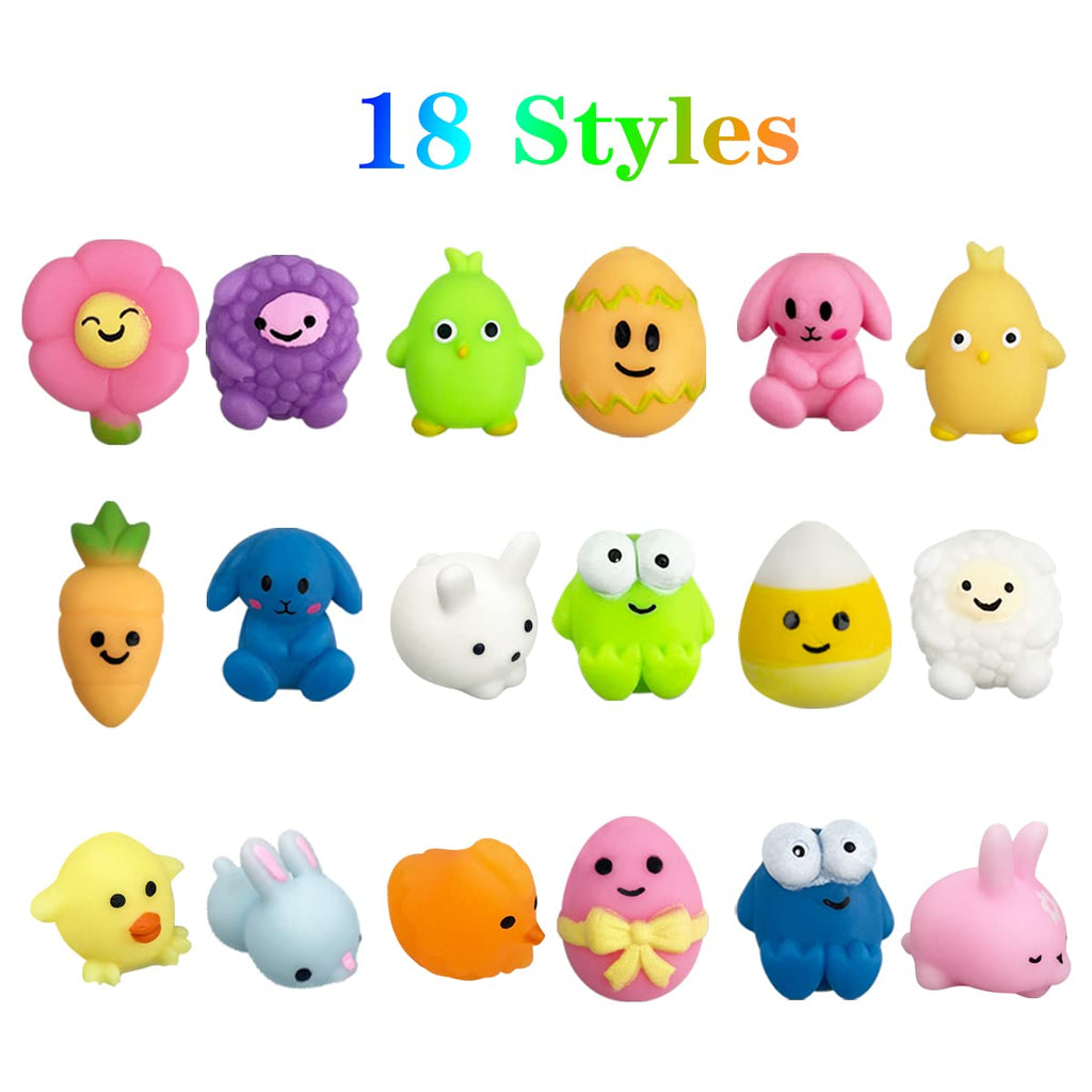 Jofan 36 PCS Easter Mochi Squishy Toys - Stress Relief Squishies for Kids, Easter Basket Stuffers & Party Favors