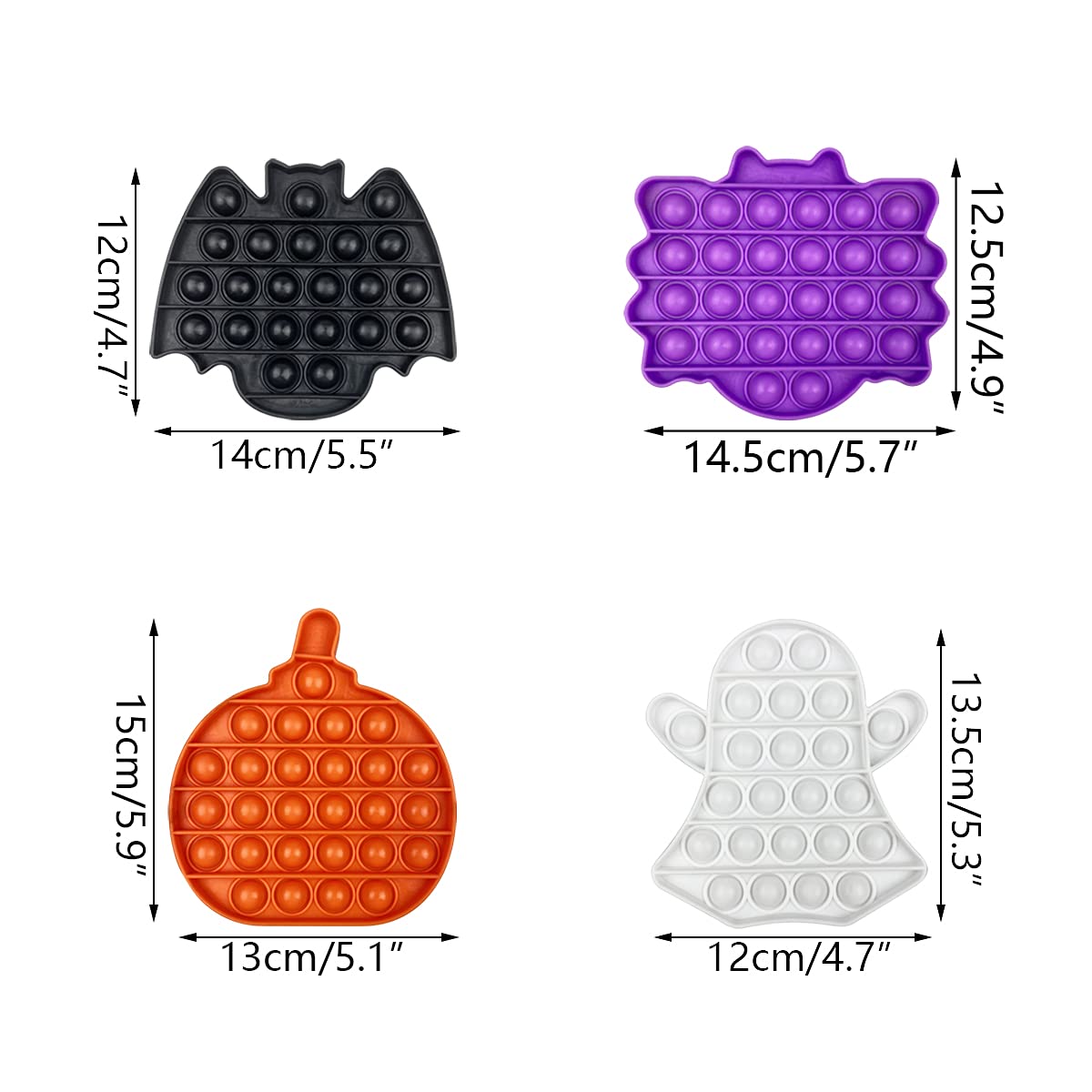 Jofan 4-Pack Halloween Pop Fidget Toys – Bat, Pumpkin, Ghost & Spider Designs for Stress Relief and Party Favors