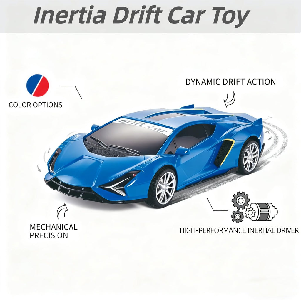 Johehe Inertia Drift Car 2-Pack – Push-Go Friction Powered Stunt Cars for Kids 3+