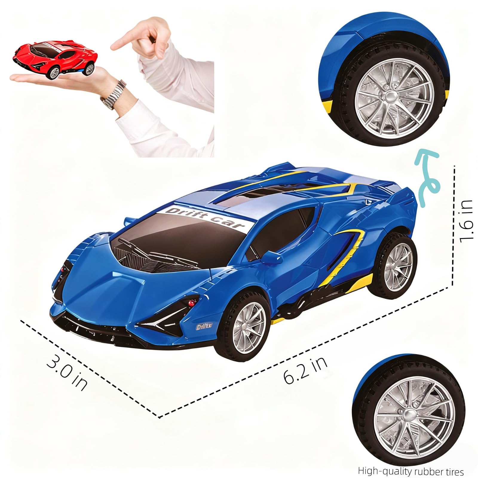 Johehe Inertia Drift Car 2-Pack – Push-Go Friction Powered Stunt Cars for Kids 3+