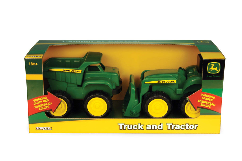 John Deere Dump Truck and Tractor 2-Pack by TOMY - Sandbox Toys for Kids 18 Months+