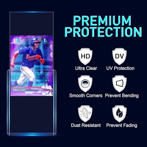JohnBee 100 Pack Hard Plastic Card Sleeves - 3x4 Top Loaders for Trading Cards, Baseball Cards, Kpop Photocards - Clear Protective Holders