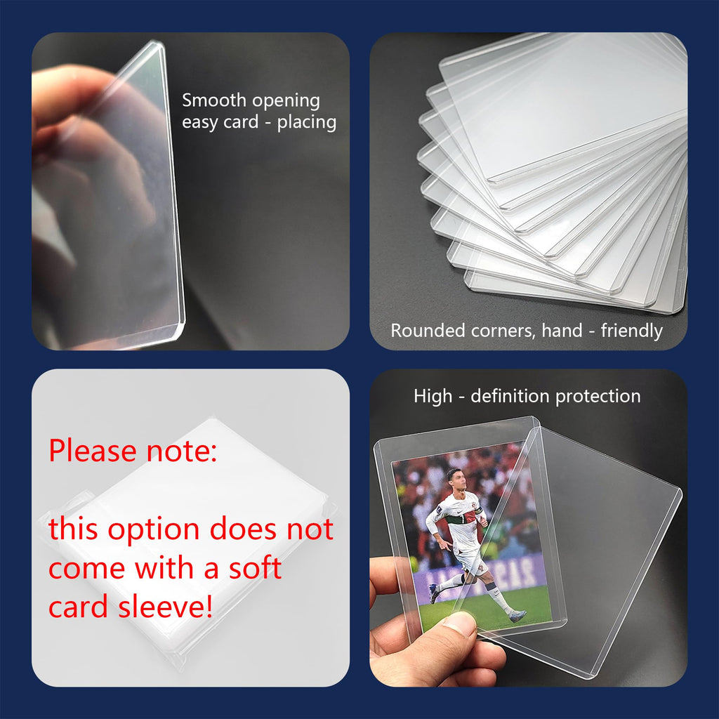 JohnBee 100 Pack Hard Plastic Card Sleeves - 3x4 Top Loaders for Trading Cards, Baseball Cards, Kpop Photocards - Clear Protective Holders