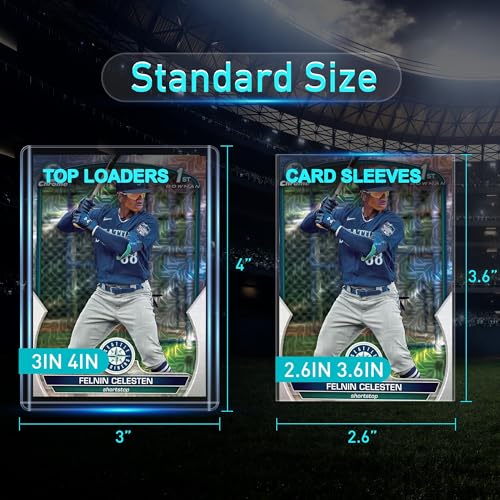 JohnBee 200 Pack Card Sleeves - 100 Hard Toploaders + 100 Soft Sleeves, 3x4 Inch Clear Plastic for 2.5x3.5 Trading Cards, Baseball, Sports, Kpop Photocards