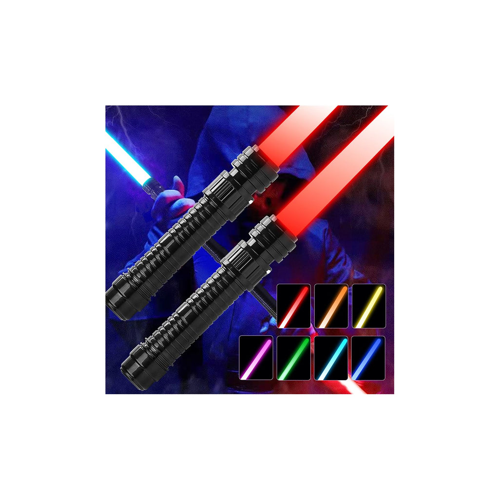 JOINBO 2-Pack Light-Up Saber Toys for Kids – 7 Color LEDs, Sound Effects, Extendable Blade 13-29 Inches