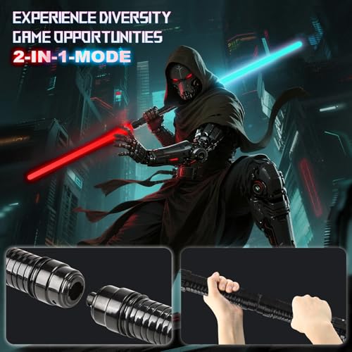JOINBO 2-Pack Light-Up Saber Toys for Kids – 7 Color LEDs, Sound Effects, Extendable Blade 13-29 Inches