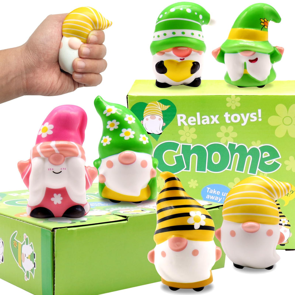 JOINBO 6 Pack Gnome Squishies – Slow Rising, Soft Squeeze Stress Relief Toys, Milk Scented, 3-3.5 Inches, Nontoxic PU Foam, for Kids and Adults