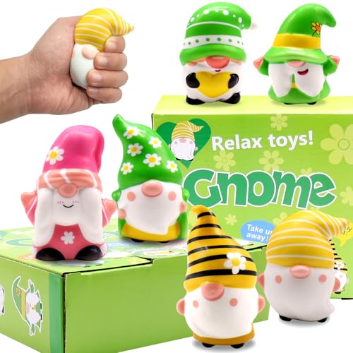 JOINBO 6 Pack Gnome Squishies – Slow Rising, Soft Squeeze Stress Relief Toys, Milk Scented, 3-3.5 Inches, Nontoxic PU Foam, for Kids and Adults