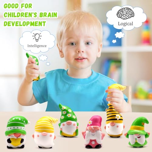 JOINBO 6 Pack Gnome Squishies – Slow Rising, Soft Squeeze Stress Relief Toys, Milk Scented, 3-3.5 Inches, Nontoxic PU Foam, for Kids and Adults
