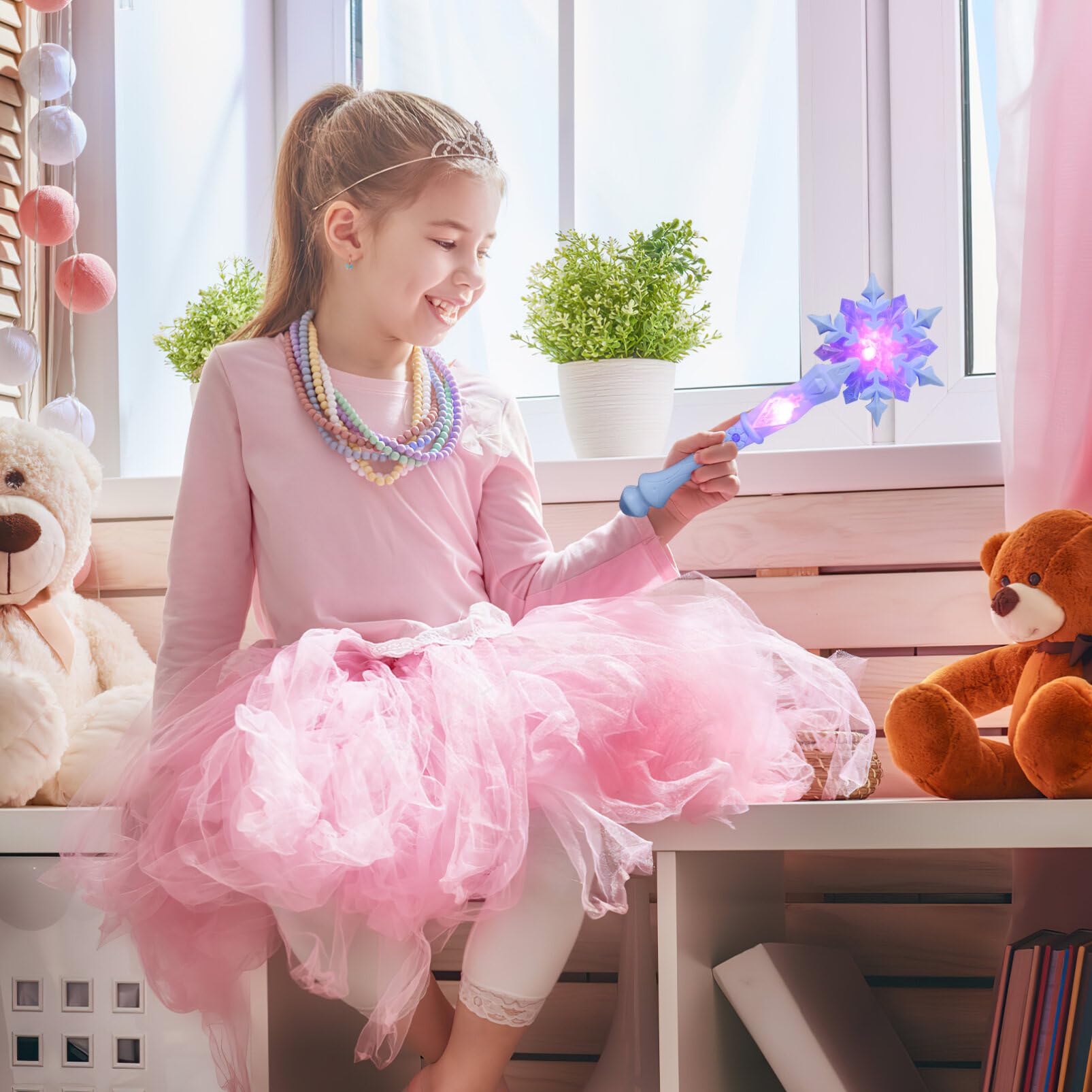 JOINPAYA Princess Snowflake Wand with Lights and Sounds – Lightweight Metal Design for Kids