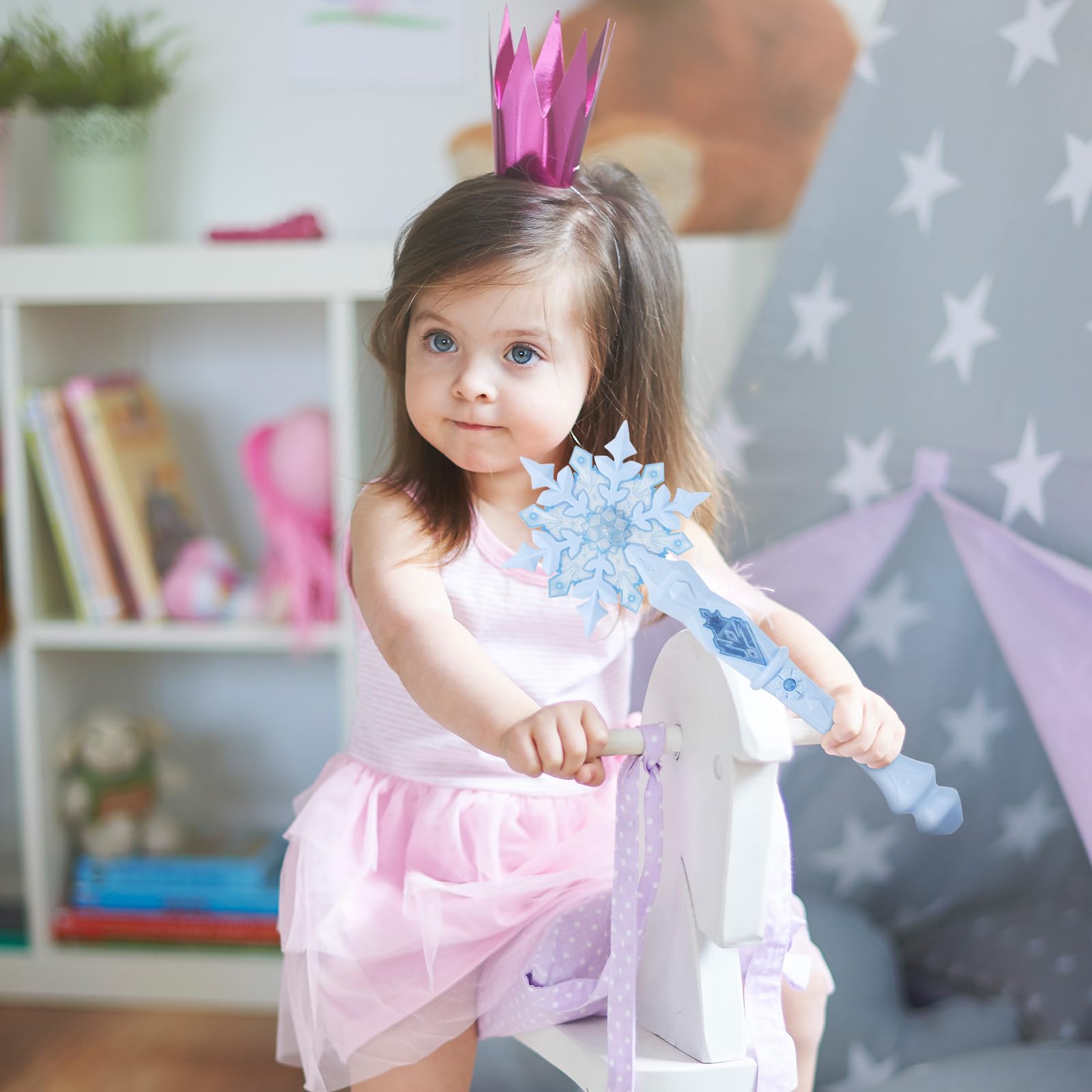 JOINPAYA Princess Snowflake Wand with Lights and Sounds – Lightweight Metal Design for Kids