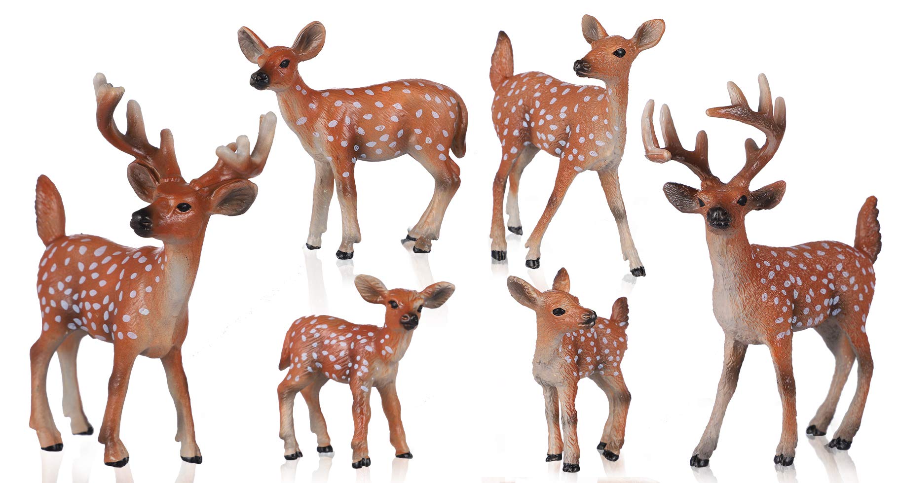 JOKFEICE 6-Piece Realistic Deer Figurines Set – Safe PVC Woodland Animal Toys for Kids Age 3+