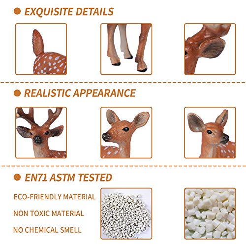 JOKFEICE 6-Piece Realistic Deer Figurines Set – Safe PVC Woodland Animal Toys for Kids Age 3+