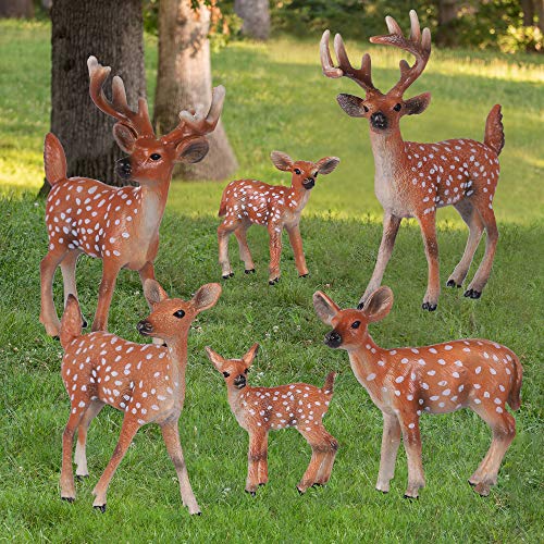 JOKFEICE 6-Piece Realistic Deer Figurines Set – Safe PVC Woodland Animal Toys for Kids Age 3+