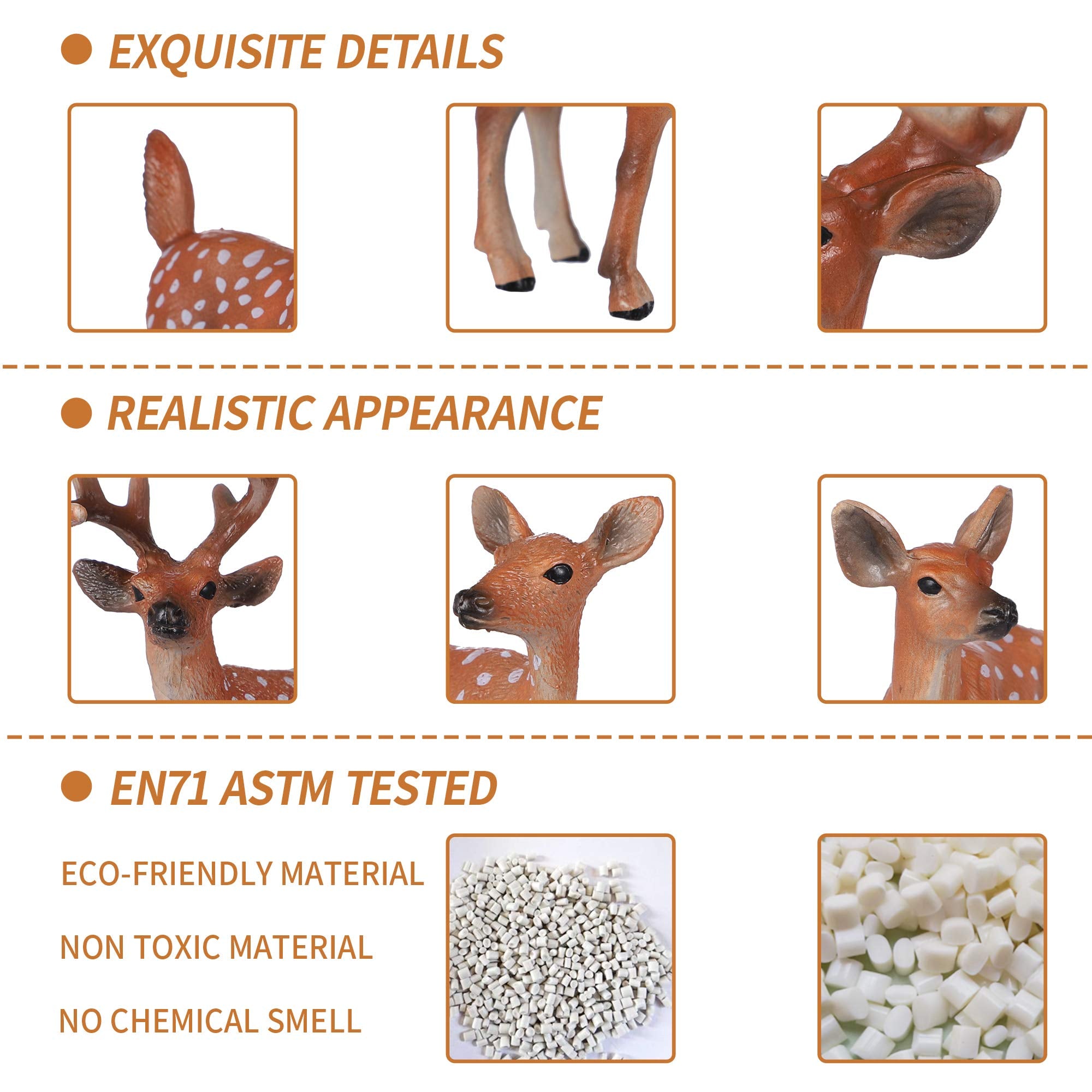 JOKFEICE 6-Piece Realistic Deer Figurines Set – Safe PVC Woodland Animal Toys for Kids Age 3+