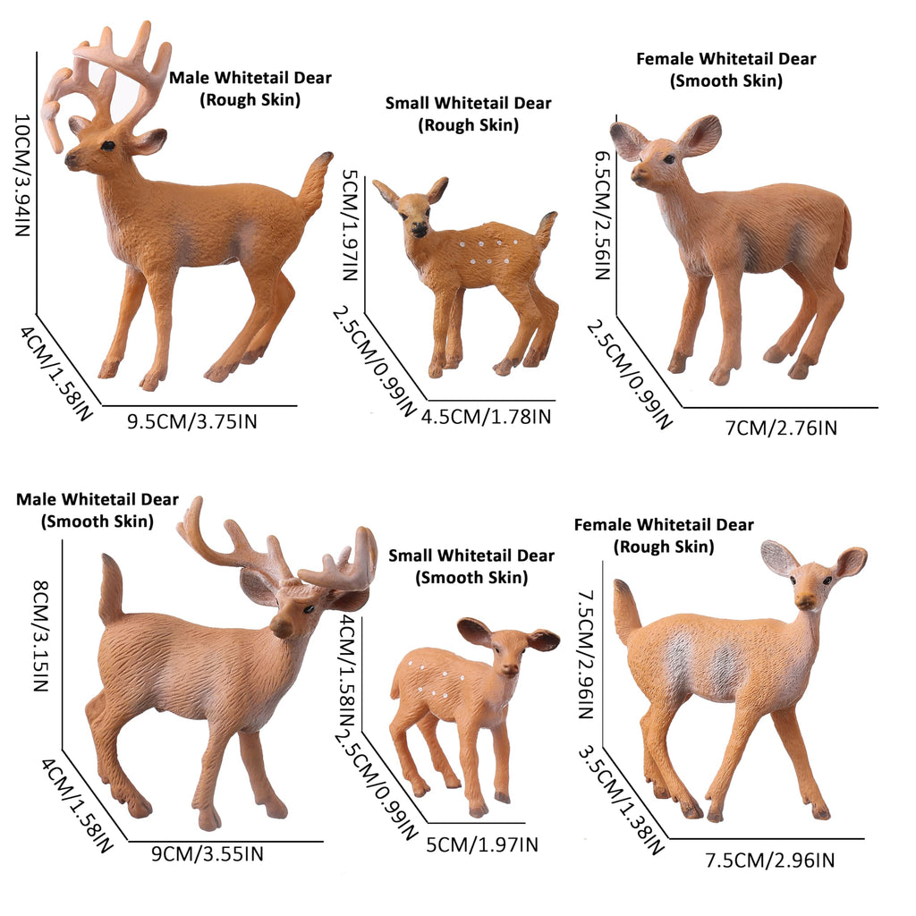 JOKFEICE 6-Piece Realistic Woodland Animal Figures Set – Hand-Painted PVC Deer & Forest Toy Set for Kids, Educational Play, Cake Toppers